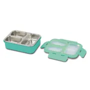 Recipient dreptunghiular pentru alimente Bento din oțel inoxidabil "We Care", turcoaz 800ml