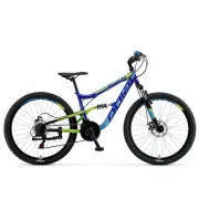 Bicicleta Full suspension DHS Polar Flash - 26 Inch, Albastru-Verde