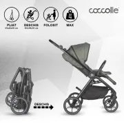 Carucior modular 4in1 Coccolle Serry Moss green cu Scoica auto iSize Coccolle Knox Black si Baza isofix iSize Coccolle Knox