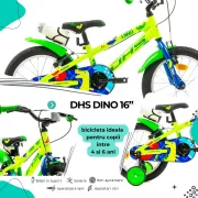 Bicicleta Copii DHS Dino - 16 Inch, Verde Reambalat