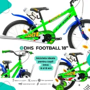 Bicicleta Copii DHS Football - 18 Inch, Verde Reambalat
