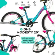 Bicicleta Copii DHS Modesty - 20 Inch, Albastru Reambalat