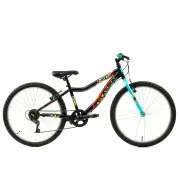 Bicicleta Copii DHS Plasma - 24 Inch, Negru-Roz Reambalat