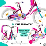 Bicicleta Copii DHS Spring - 18 Inch, Mov Reambalat