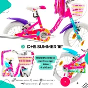 Bicicleta Copii DHS Summer - 16 Inch, Roz Reambalat
