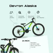 Bicicleta Copii Devron Alaska - 24 Inch, Negru-Verde Reambalat