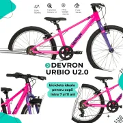 Bicicleta Copii Devron Urbio U2.0 Super Light - 20 Inch, Roz-Mov Reambalat
