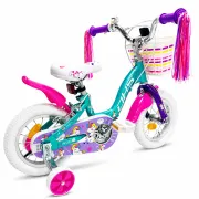 Bicicleta Copii DHS Unicorn - 12 Inch, Albastru/Roz, Reambalat