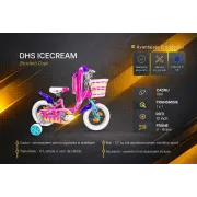 Bicicleta Copii DHS Icecream - 12 Inch, Roz, Reambalat