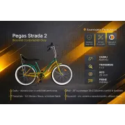 Bicicleta Oras Pegas Strada 2 - 26 inch, M, Auriu/Verde