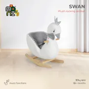 Balansoar plusat pentru copii Moni Swan, model lebada, cu manere si sezut confortabil