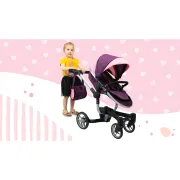 Carucior pentru papusi Moni Violette, pliabil, pentru jocuri de rol