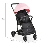 Carucior sport de vara pentru copii Moni Colibri, pliabil compact, 6 luni+, pana la 15 kg, Roz/Negru