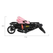 Carucior sport de vara pentru copii Moni Colibri, pliabil compact, 6 luni+, pana la 15 kg, Roz/Negru