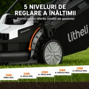 Masina de tuns gazonul Litheli U20LM00 Brushless, 2x20V, 2 acumulatori 2Ah inclusi, latime taiere 330 mm
