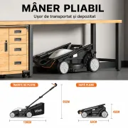 Masina de tuns gazonul Litheli U20LM00 Brushless, 2x20V, 2 acumulatori 2Ah inclusi, latime taiere 330 mm