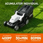 Masina de tuns gazonul Litheli U20LM00 Brushless, 2x20V, 2 acumulatori 2Ah inclusi, latime taiere 330 mm