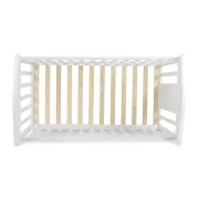 Patut din lemn pentru bebelusi Moni Wing, design modern, pentru camera copilului, Alb