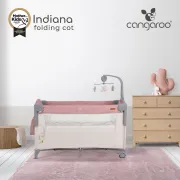 Patut pliabil pentru copii Moni Indiana, usor de transportat si depozitat, Roz