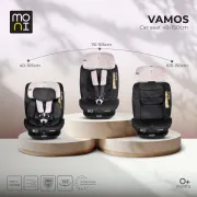 Scaun auto copii Cangaroo Vamos 40-150 cm, 0-12 ani, siguranta si confort in masina, Negru/Roz