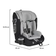 Scaun auto copii Cangaroo Falcon 76-150 cm, 1-12 ani, siguranta si confort in masina, Gri/Negru