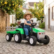 Tractor electric pentru copii Moni Dallas cu remorca, Albastru