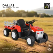 Tractor electric pentru copii Moni Dallas cu remorca, Rosu