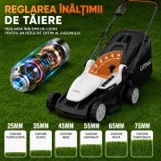 Masina de tuns gazonul Litheli U20LM03 Brushless, 2x20V, 2 acumulatori 4Ah inclusi, latime taiere 370 mm