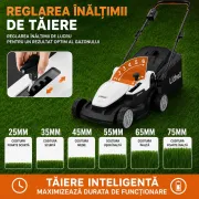 Masina de tuns gazonul Litheli U20LM03 Brushless, 2x20V, 2 acumulatori 4Ah inclusi, latime taiere 370 mm