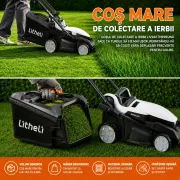 Masina de tuns gazonul Litheli U20LM03 Brushless, 2x20V, 2 acumulatori 4Ah inclusi, latime taiere 370 mm