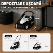 Masina de tuns gazonul Litheli U20LM03 Brushless, 2x20V, 2 acumulatori 4Ah inclusi, latime taiere 370 mm
