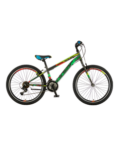 Bicicleta Copii Polar Sonic - 24 Inch, Gri-Verde-Rosu, Culoare produs: Gri/Verde/Rosu