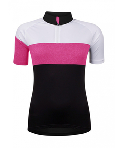 Bluza ciclism Force View Lady maneci scurte negru/alb/roz M