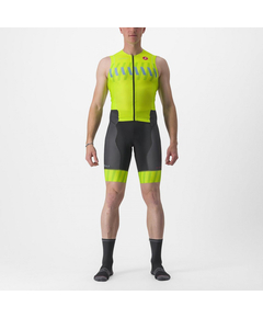 Costum de triatlon fara maneci Castelli Free Sanremo SL Galben Fluo/Negru L