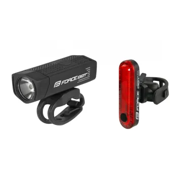 Set Lumini Bicicleta Force DOT USB - Negru