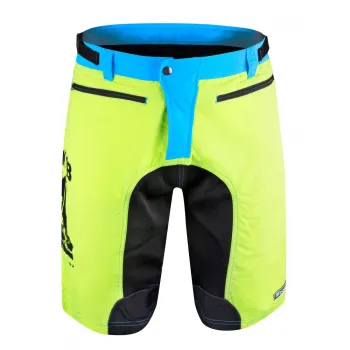 Pantaloni scurti Force MTB-11 bazon detasabil Galben Fluo/Bleu/Negru XS