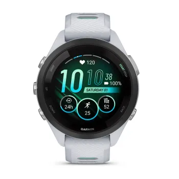 Garmin - Forerunner 265s ceas multisport cu GPS AMOLED - Ramă neagră cu carcasă Whitestone şi curea din silicon Whitestone/Neo Tropic