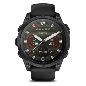 Garmin - Tactix 8 AMOLED 47mm Sapphire ceas multisport cu GPS - ramă neagră Titanium DLC și curea din silicon neagră