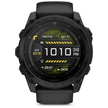 Garmin - Tactix 8 AMOLED 51 mm Sapphire ceas multisport cu GPS - ramă neagră Titanium DLC și curea din silicon neagră + nailon