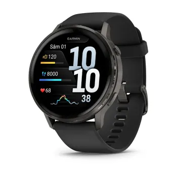 Garmin - Venu 4 45mm smartwatch cu GPS și AMOLED - Gri ardezie cu Curea din silicon negru