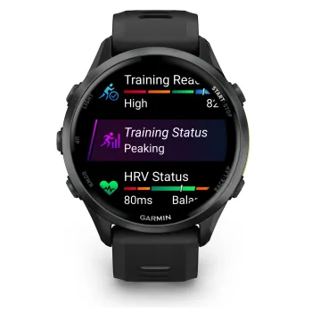 Garmin Forerunner 970 - ceas multisport cu GPS si AMOLED - negru Carbon Gray DLC Titanium with Black Case and Black | Translucent Whitestone Band