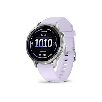 Garmin - Venu 4 41mm smartwatch cu GPS și AMOLED - Silver cu curea de silicon Periwinkle