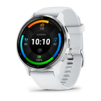 Garmin - Venu 3 smartwatch cu GPS și AMOLED - ramă argintie din oţel inoxidabil şi carcasă whitestone şi brăţară din silicon