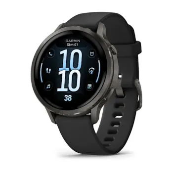 Garmin - Venu 4 41mm smartwatch cu GPS și AMOLED - Gri ardezie cu Curea din silicon negru