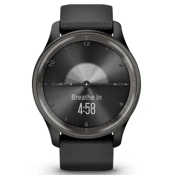 Garmin - vivomove Trend - Ramă Neagra din oţel inoxidabil - carcasa neagra - bratara silicon neagra