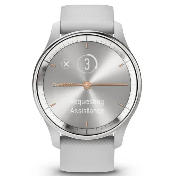 Garmin - vivomove Trend - Ramă Silver din oţel inoxidabil - carcasă Mist Grey - curea din silicon