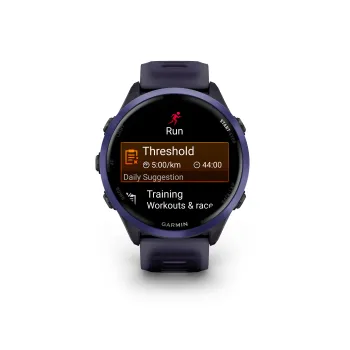 Garmin Forerunner 570 - 47mm - ceas multisport cu GPS si AMOLED - negru Indigo Aluminium with Translucent Imperial Purple | Indigo Band