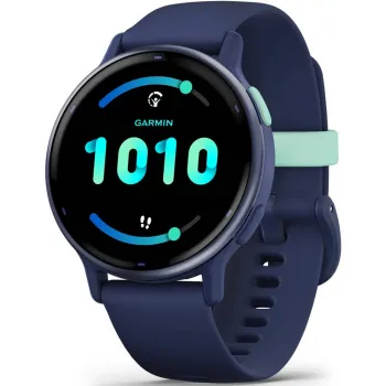 Garmin - Vivoactive 5 smartwatch cu GPS și AMOLED - ramă Metallic Navy din aluminiu - carcasă Navy şi bratara din silicon