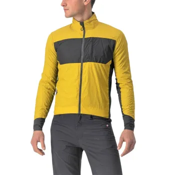 Castelli - Jacheta ciclism vreme rece si vant, maneca lunga Unlimited Puffy Jacket - galben Goldenrod gri inchis