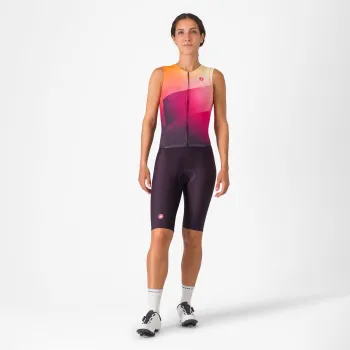 Castelli - costum triatlon fara maneci - Free Sanremo 3 W Suit Sleeveless - negru | portocaliu vivid